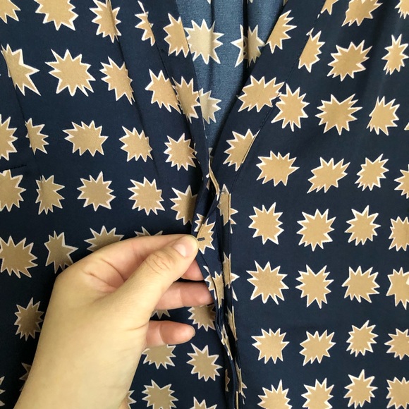 Boden x Anthropologie Harriet Blue & Gold Button Up Blouse - Picture 4 of 10